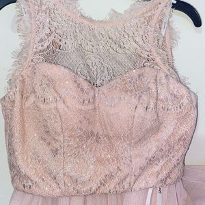 blush pink 2-piece prom dress